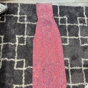 lucy in the sky lissy sequence maxi dress pink- size medium- never worn